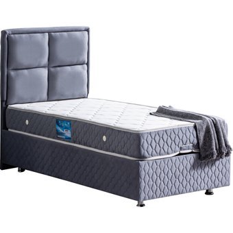 Setay Grand 90x190 cm Başlıklı Yataklı Sandıklı Tek Kişilik Baza Seti Mavi