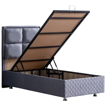 Setay Grand 90x190 cm Başlıklı Yataklı Sandıklı Tek Kişilik Baza Seti Mavi