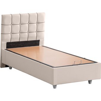 Cesur Tavira 90x200 cm Başlıklı Yataklı Sandıklı Tek Kişilik Baza Seti Krem
