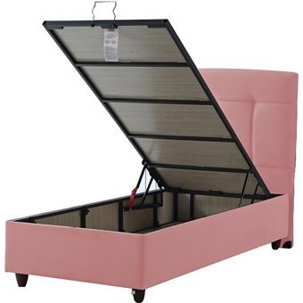 İpek Mobilya Manolya 100x200 cm Başlıklı Sandıklı Tek Kişilik Baza Seti Pembe