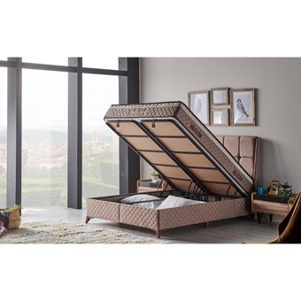 Mobilya Dükkanım Relax Soft 120x200 cm Başlıksız Sandıklı Tek Kişilik Baza Seti Bej