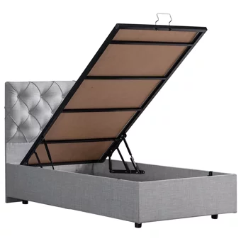 Setay Eylül 90x200 cm Başlıklı Yataklı Sandıklı Tek Kişilik Baza Seti Açık Gri