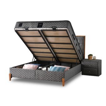 Mobilya Dükkanım Relax 100x200 cm Başlıksız Sandıklı Tek Kişilik Baza Seti Siyah