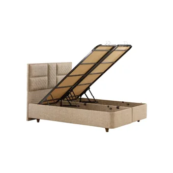 Mobilya Dükkanım Tetra 120x200 cm Başlıklı Sandıklı Tek Kişilik Baza Seti Krem