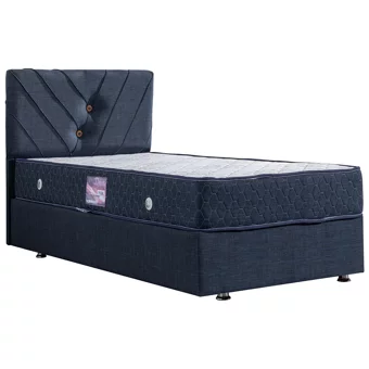Setay Lux Class 90x190 cm Başlıklı Yataklı Sandıklı Tek Kişilik Baza Seti Lacivert
