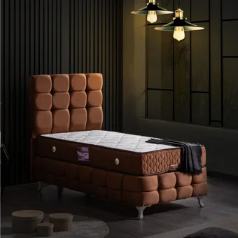 Setay Duke Lüx 90x200 cm Başlıklı Yataklı Tek Kişilik Baza Seti Açık Kahve