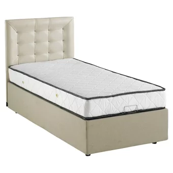 Bengi Ticaret 90x190 cm Başlıklı Yataklı Sandıklı Tek Kişilik Baza Seti Krem
