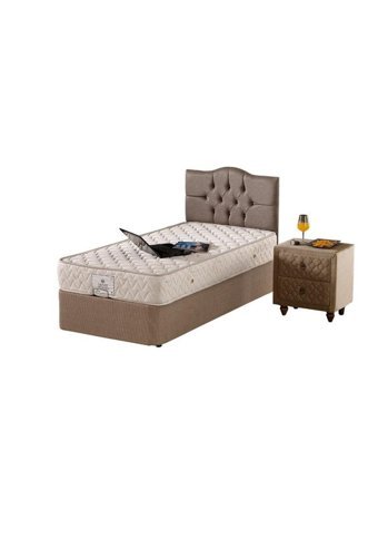 Mobilya Dükkanım Eko 100x200 cm Başlıklı Yataklı Sandıklı Tek Kişilik Baza Seti Krem