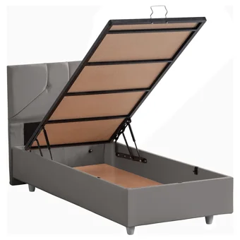 Cesur Wick 100x200 cm Başlıklı Yataklı Sandıklı Tek Kişilik Baza Seti Gri