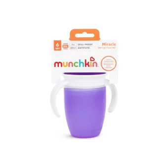Munchkin Akıtmaz Kulplu 6+ Ay 207 ml Alıştırma Bardağı Mor