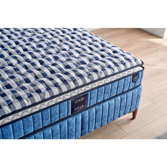 Mobilya Dükkanım Star 100x200 cm Başlıklı Yataklı Sandıklı Tek Kişilik Baza Seti Mavi