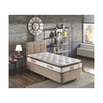 Niron Yatak Queen 90x190 cm Başlıklı Yataklı Sandıklı Tek Kişilik Baza Seti Kahverengi