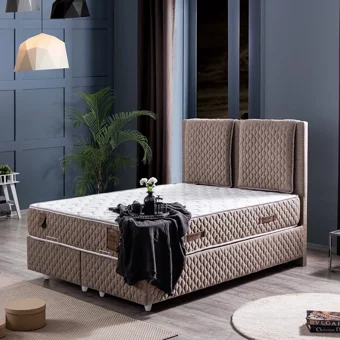 Setay Incifer 90x190 cm Başlıklı Yataklı Sandıklı Tek Kişilik Baza Seti Kahverengi