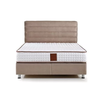Mobilya Dükkanım Sedef 90x190 cm Başlıklı Yataklı Sandıklı Tek Kişilik Baza Seti Krem