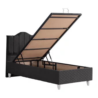 Setay Letto 90x190 cm Başlıklı Yataklı Sandıklı Tek Kişilik Baza Seti Antrasit