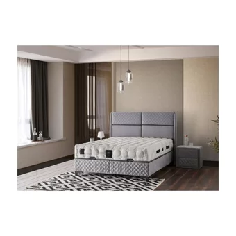 Mobilya Dükkanım Gold Visco 100x200 cm Başlıklı Sandıklı Tek Kişilik Baza Seti Beyaz