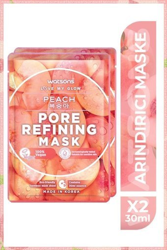 Watsons Fruity Peach Pore Refining Nemlendiricili Kağıt Yüz Maskesi 2 Adet