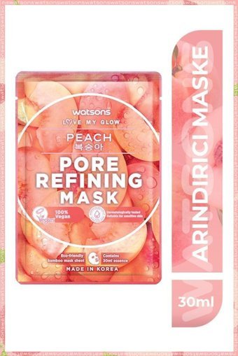 Watsons Fruity Peach Pore Refining Nemlendiricili Kağıt Yüz Maskesi 2 Adet