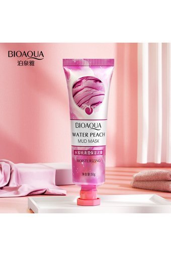 Bioaqua Şeftalili Nemlendirici Aydınlatıcı Çamur Killi Nemlendiricili Krem Yüz Maskesi 50 gr