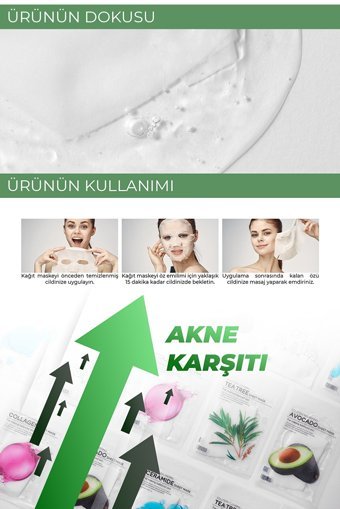 Tenzero Cilt Temizleyici Etkili Nemlendirici Ve Dengeleyici Çay Ağacı Şeffaf Pamuk Nemlendiricili Kağıt Yüz Maskesi 10x25 ml