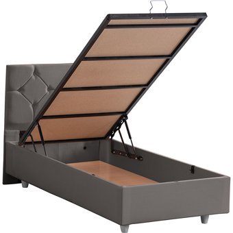 Setay Glamis 90x190 cm Başlıklı Yataklı Sandıklı Tek Kişilik Baza Seti Gri