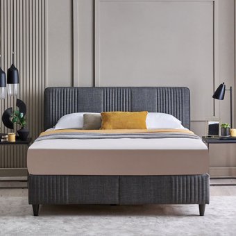 Yataş Wool Sense 90x190 cm Başlıklı Yataklı Sandıklı Tek Kişilik Baza Seti Koyu Gri