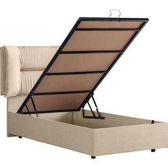 Setay Lizbon 120x200 cm Başlıklı Yataklı Sandıklı Tek Kişilik Baza Seti Krem