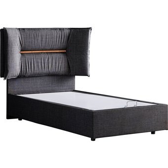 Setay Lizbon 120x200 cm Başlıklı Yataklı Sandıklı Tek Kişilik Baza Seti Antrasit