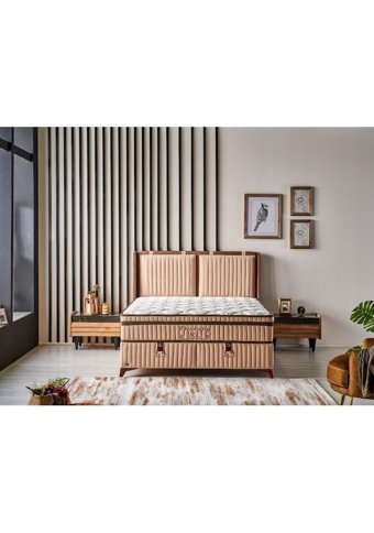 Mobilya Dükkanım Relax Soft 120x200 cm Başlıklı Yataklı Sandıklı Tek Kişilik Baza Seti Kahvrerengi