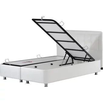 Pony Baza Lidya-Lüks 140x190 cm Başlıksız Sandıklı Tek Kişilik Baza Seti Beyaz