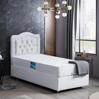 Setay Şah 100x200 cm Başlıklı Sandıklı Tek Kişilik Baza Seti Beyaz