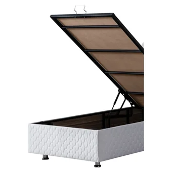 Setay Şah 100x200 cm Başlıklı Sandıklı Tek Kişilik Baza Seti Beyaz