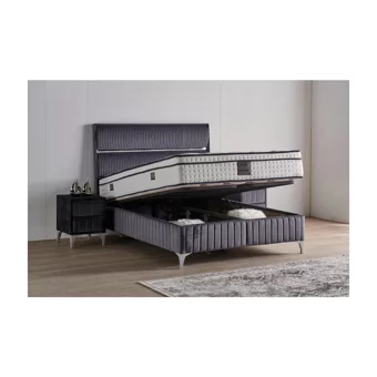 Mobilya Dükkanım Silver 100x200 cm Başlıksız Sandıklı Tek Kişilik Baza Seti Siyah