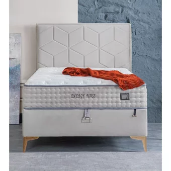 Weltew Yatak Energy Pluss 90x190 cm Başlıklı Sandıklı Tek Kişilik Baza Seti Beyaz