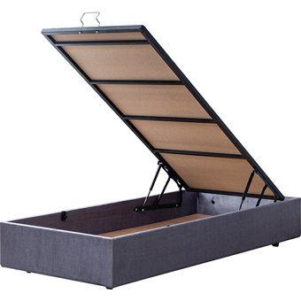 Setay Cesur Keten Solit 90x190 cm Başlıklı Yataklı Sandıklı Tek Kişilik Baza Seti Açık Gri
