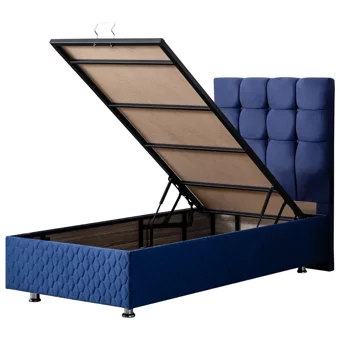 Setay Duke 100x200 cm Başlıklı Yataklı Sandıklı Tek Kişilik Baza Seti Lacivert