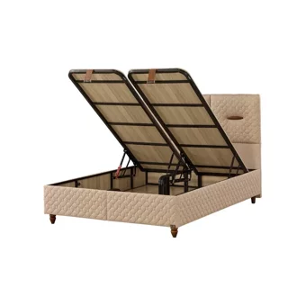 Mobilya Dükkanım Demo 90x200 cm Başlıksız Sandıklı Tek Kişilik Baza Seti Bej