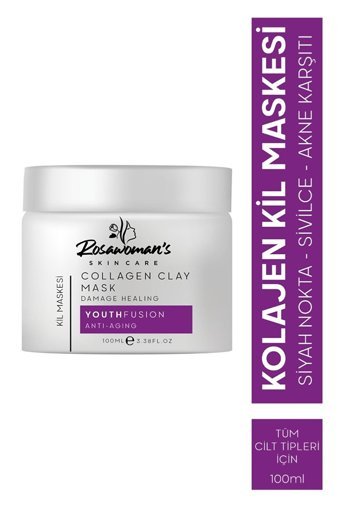 Rosawomans Kolajenli Kil Killi Krem Yüz Maskesi 100 ml
