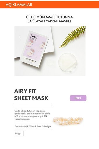 Missha Airy Fit İnci Özlü Nemlendiricili Soyulabilir Kağıt Yüz Maskesi