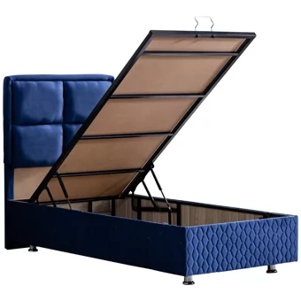 Setay Grand 90x190 cm Başlıklı Yataklı Sandıklı Tek Kişilik Baza Seti Lacivert