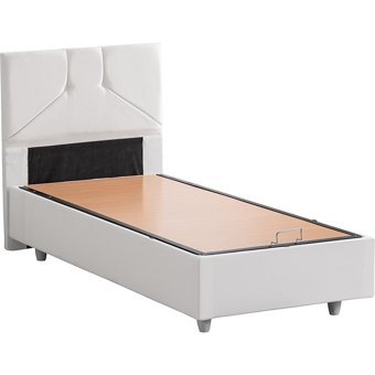 Setay Wick 100x200 cm Başlıklı Yataklı Sandıklı Tek Kişilik Baza Seti Beyaz