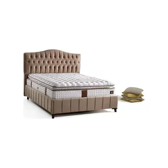Mobilya Dükkanım Elegance 100x200 cm Başlıklı Yataklı Sandıklı Tek Kişilik Baza Seti Krem