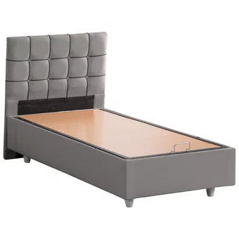 Cesur Tavira 90x190 cm Başlıklı Yataklı Sandıklı Tek Kişilik Baza Seti Gri