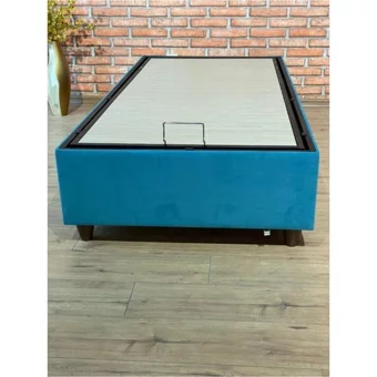 İpek Mobilya Manolya 100x200 cm Başlıksız Sandıklı Tek Kişilik Baza Seti Mavi