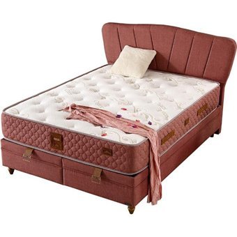 Mobilya Dükkanım Pink 120x200 cm Başlıklı Yataklı Sandıklı Tek Kişilik Baza Seti Kırmızı