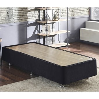 Niron Yatak Ela 80x180 cm Başlıksız Yataklı Sandıklı Tek Kişilik Baza Seti Siyah