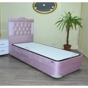 Bengi Ticaret 90x190 cm Başlıklı Sandıklı Tek Kişilik Baza Seti Pembe