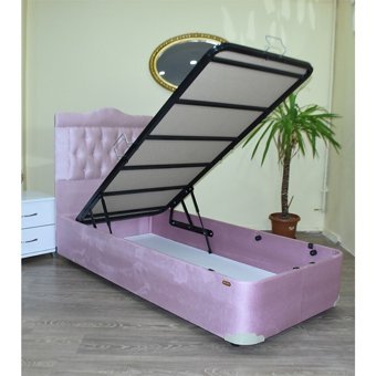 Bengi Ticaret 90x190 cm Başlıklı Sandıklı Tek Kişilik Baza Seti Pembe