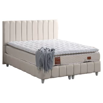 Cesur Narva 100x200 cm Başlıklı Yataklı Sandıklı Tek Kişilik Baza Seti Krem