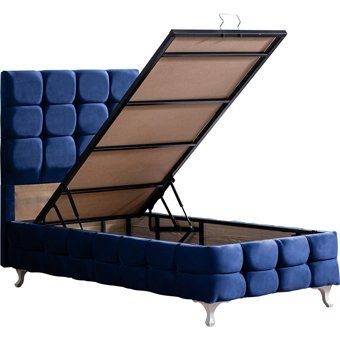 Setay Duke Lüx 90x190 cm Başlıklı Yataklı Sandıklı Tek Kişilik Baza Seti Lacivert